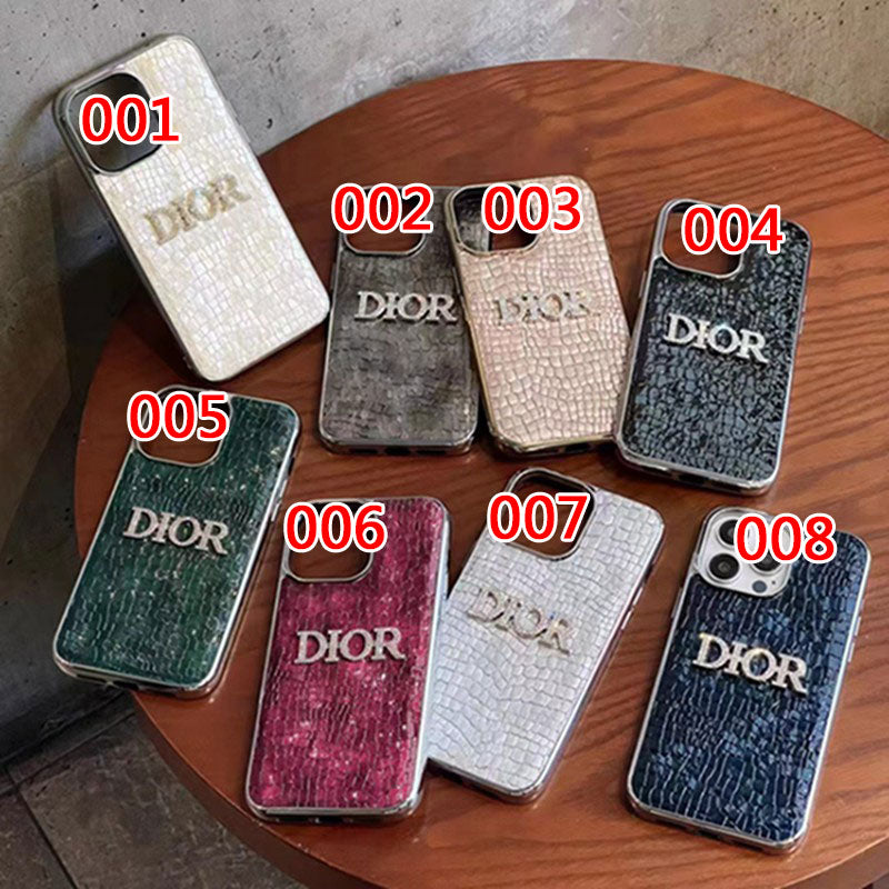 Dior-inspired rhinestone phone case with contrast lettering