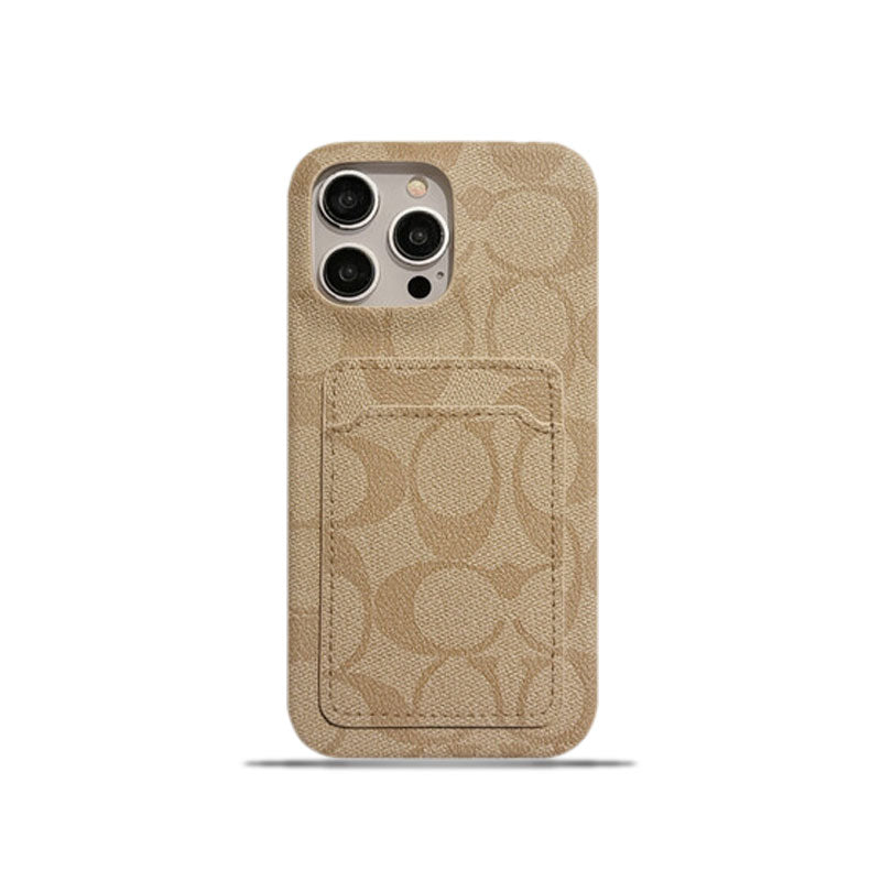 Coach-inspired white classic iPhone case with card holder