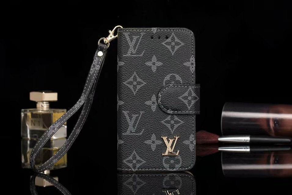 Louis Vuitton-inspired monogram flip wallet case for iPhone