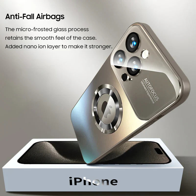 Frosted glass iPhone case with magnetic ring