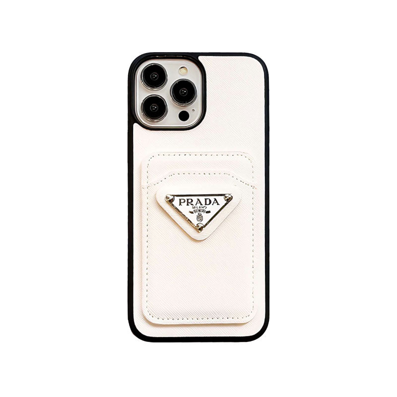Leather iPhone case with triangle card pocket