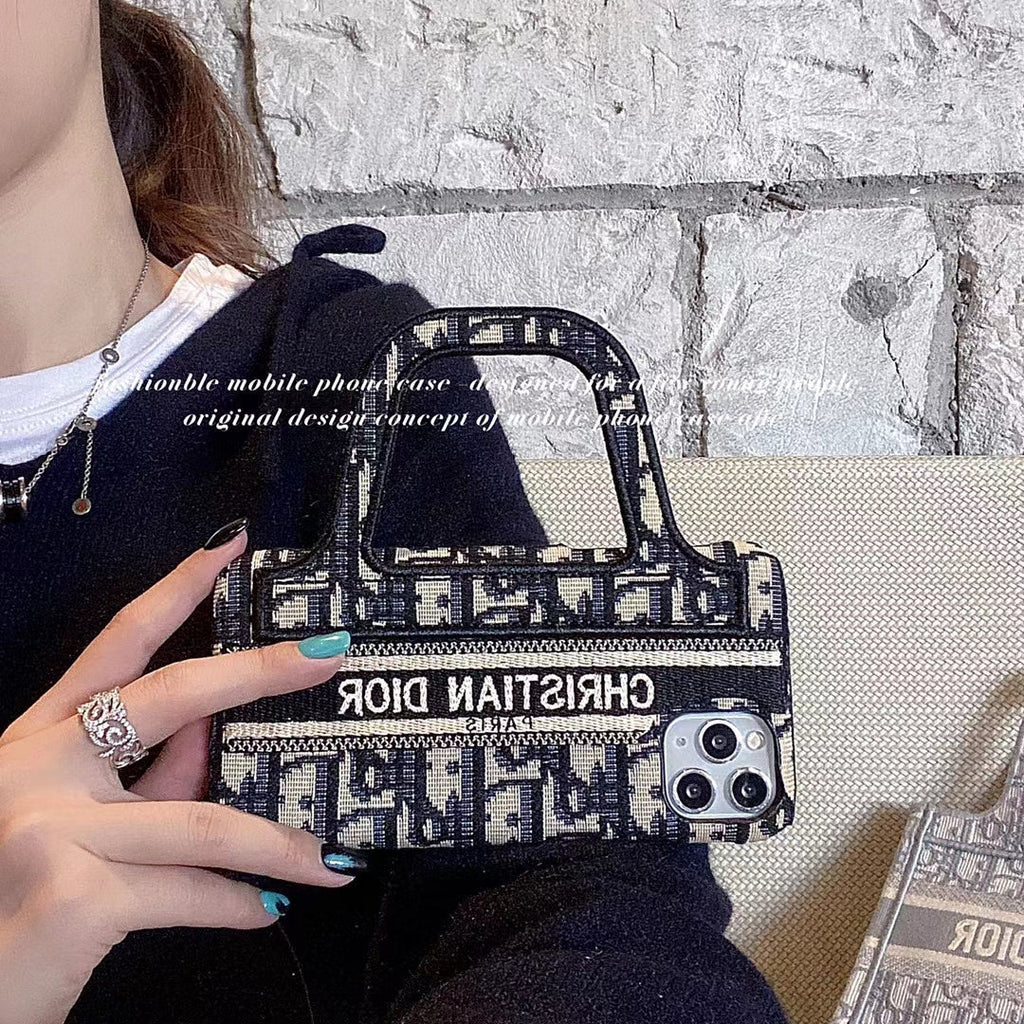 Dior-inspired lady iPhone case with handbag