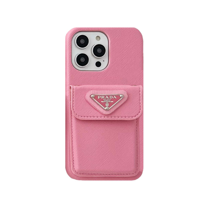 Prada-inspired leather iPhone case with card holder
