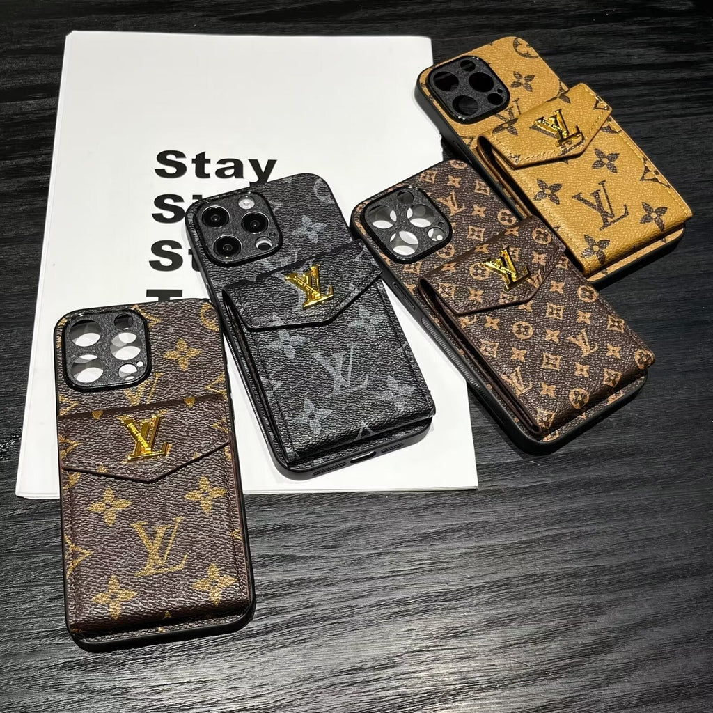 Louis Vuitton-inspired card holder canvas leather iPhone case
