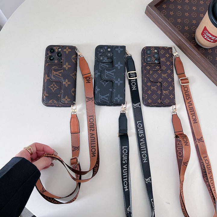Louis Vuitton-inspired card holder crossbody iPhone case
