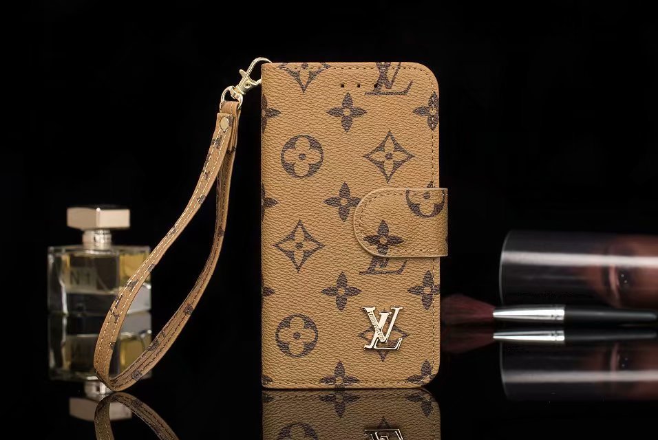 Louis Vuitton-inspired monogram flip wallet case for iPhone