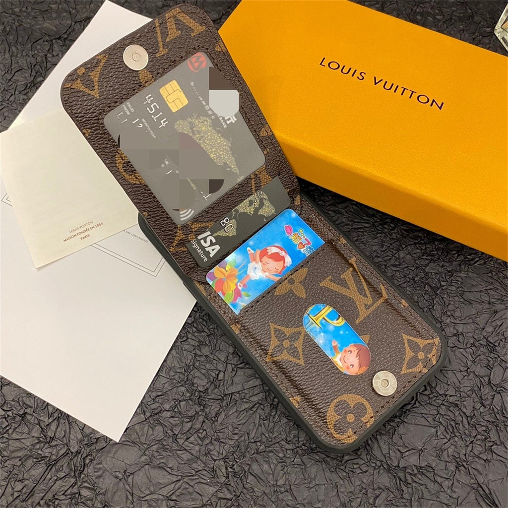 Louis Vuitton-inspired monogram phone case with card pocket