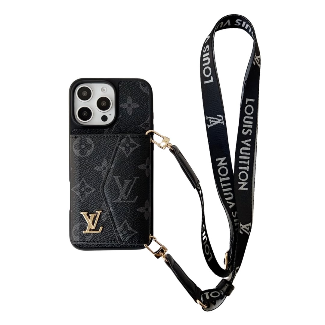 Louis Vuitton-inspired crossbody strap with wallet card holder