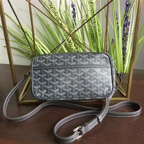 Goyard-inspired chevron pattern crossbody shoulder bag