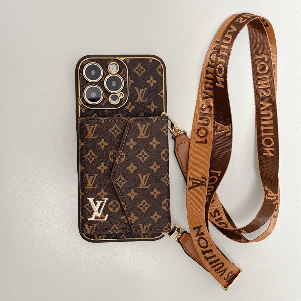 Monogram canvas leather card holder iPhone case