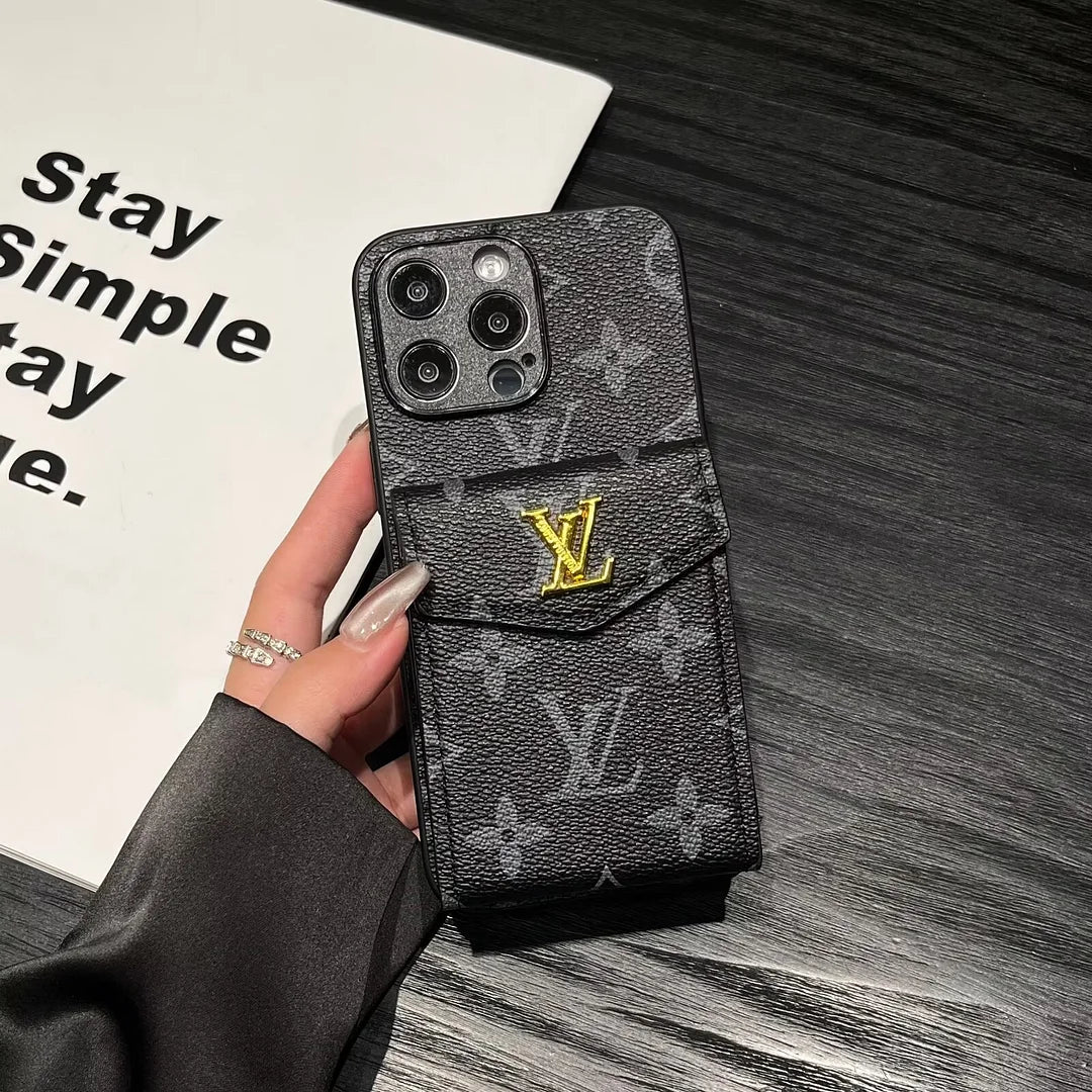 Louis Vuitton-inspired card holder canvas leather iPhone case