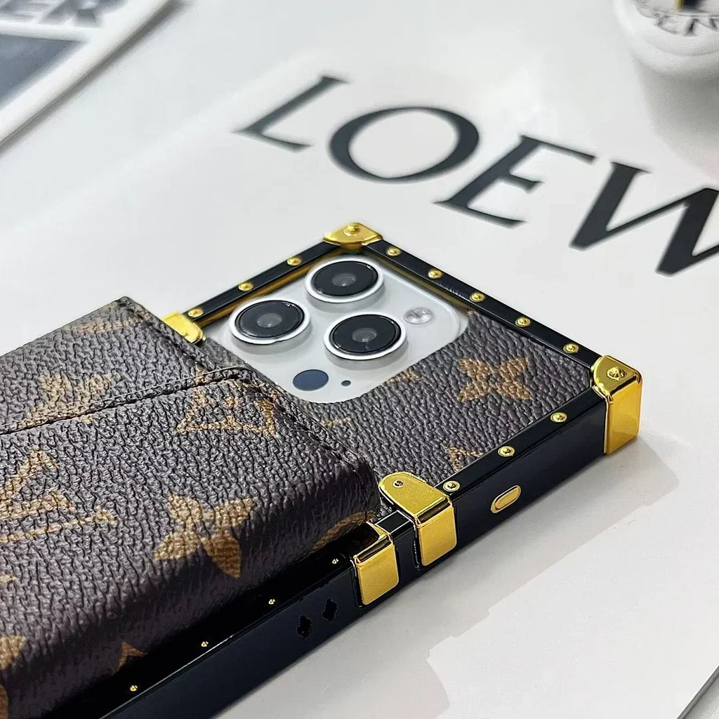 Louis Vuitton-inspired iPhone case with wallet card holder
