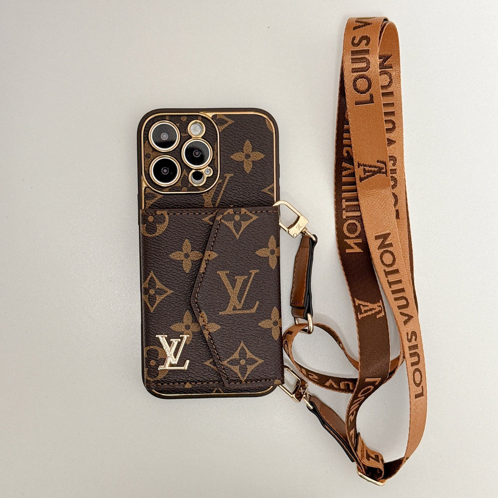 Monogram canvas leather card holder iPhone case