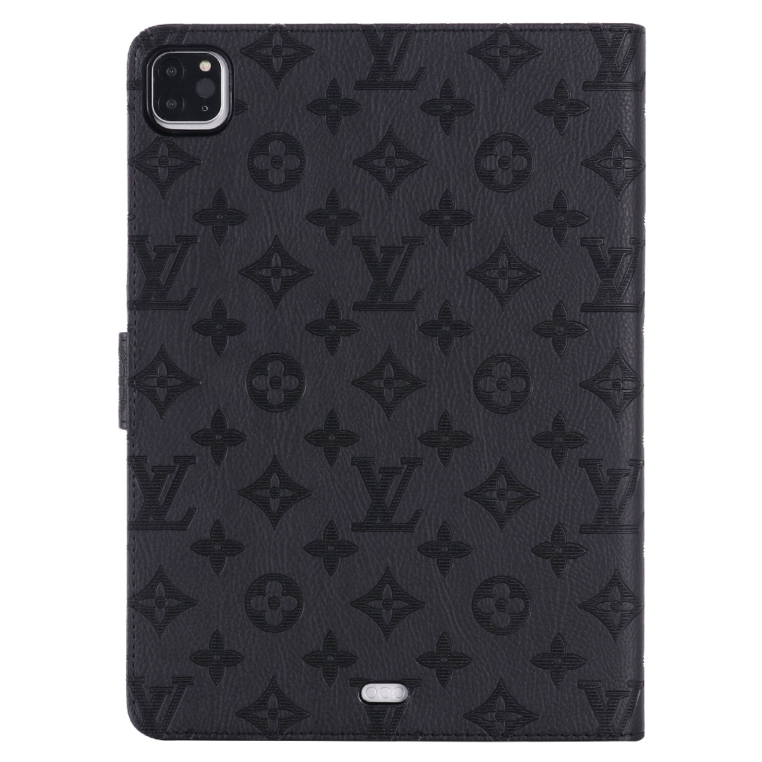 Embossed monogram iPad flip case with stand