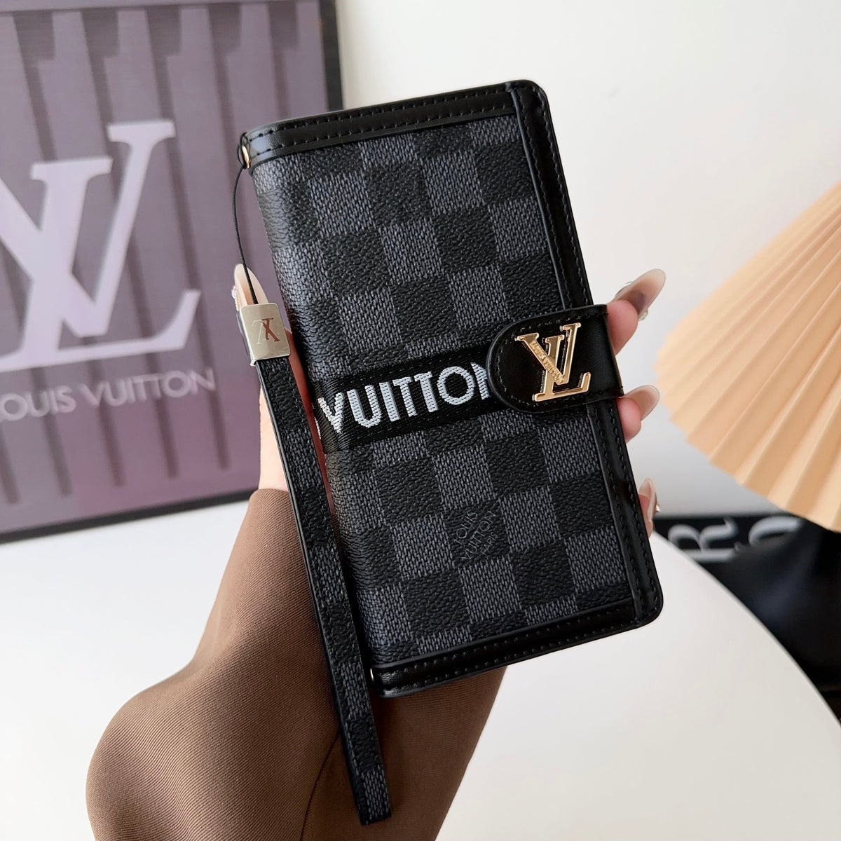 Louis Vuitton-inspired leather monogram wallet card holder iPhone case