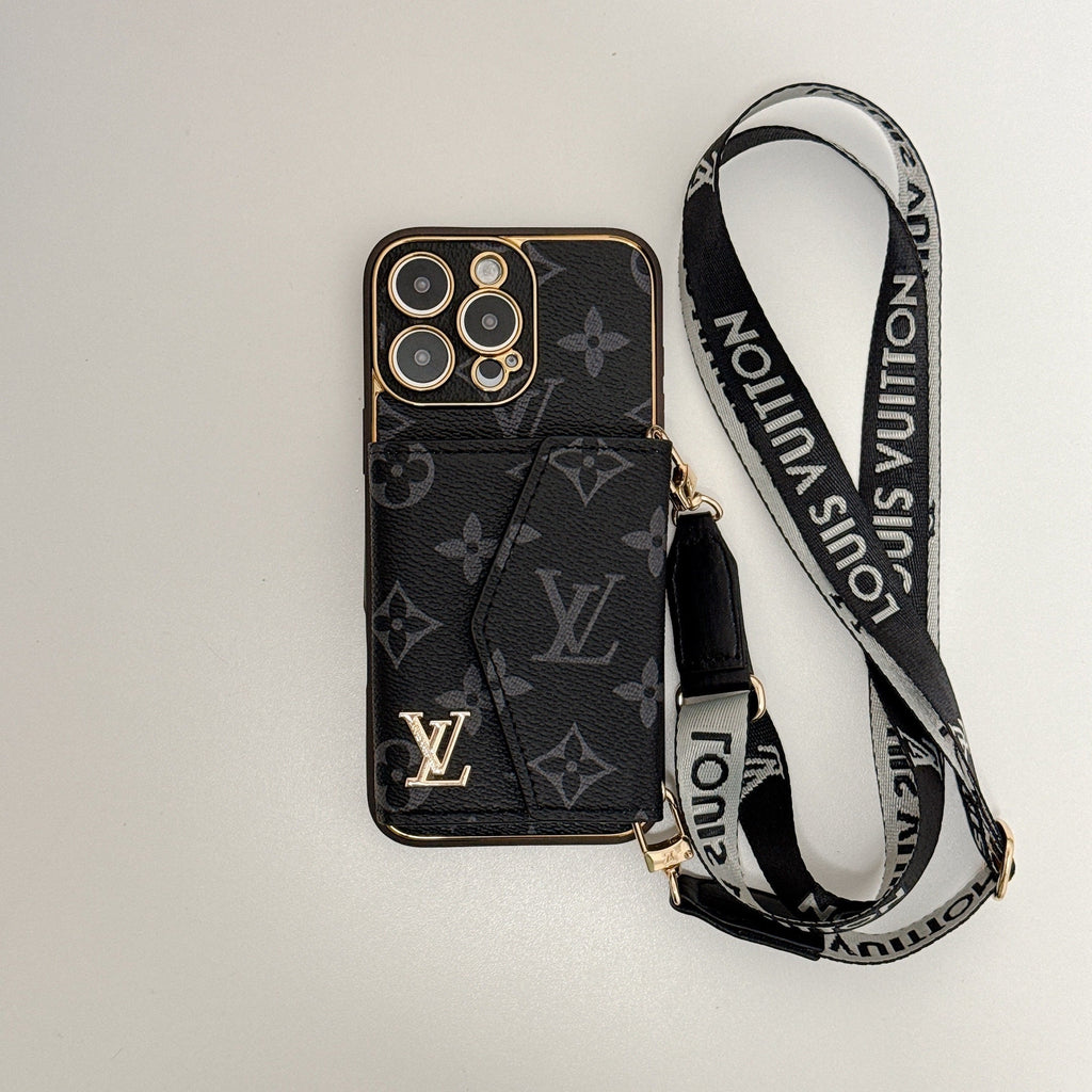 Monogram canvas leather card holder iPhone case