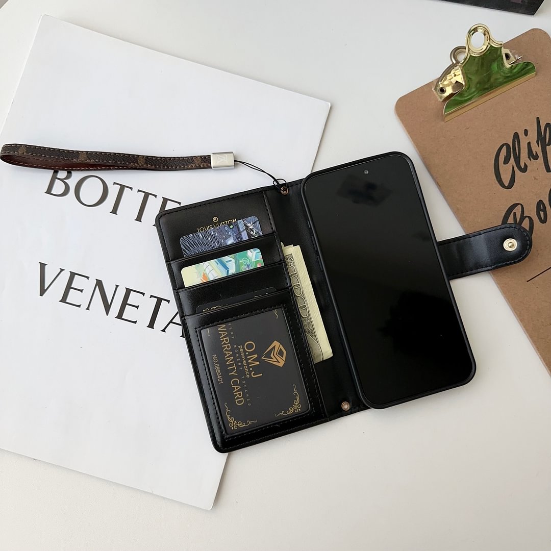 Louis Vuitton-inspired leather monogram wallet card holder iPhone case