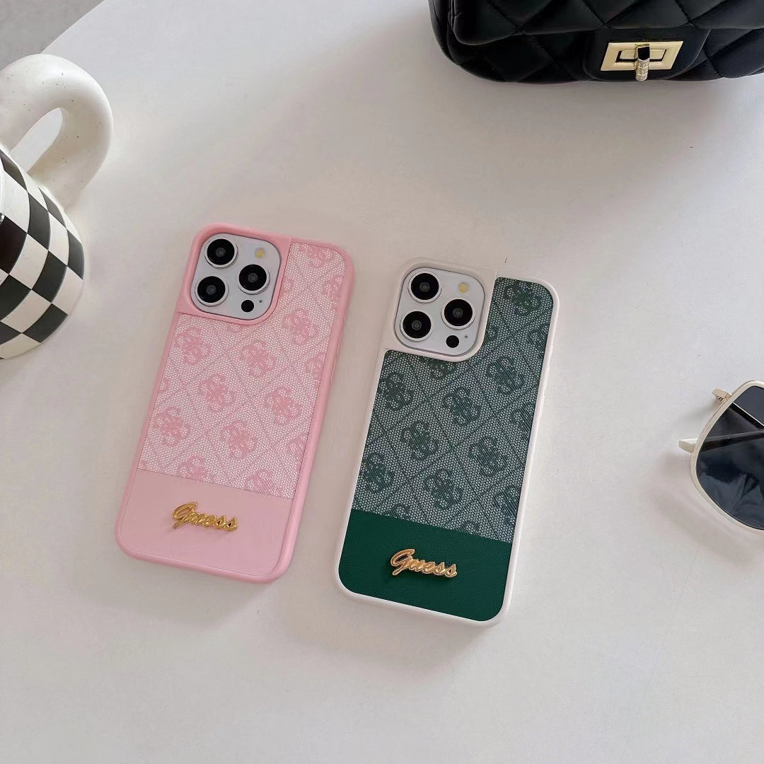 Guess-inspired monogram iPhone case with contrast panel