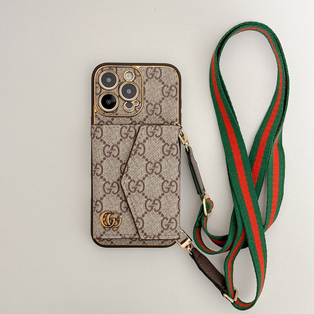 Monogram canvas leather card holder iPhone case