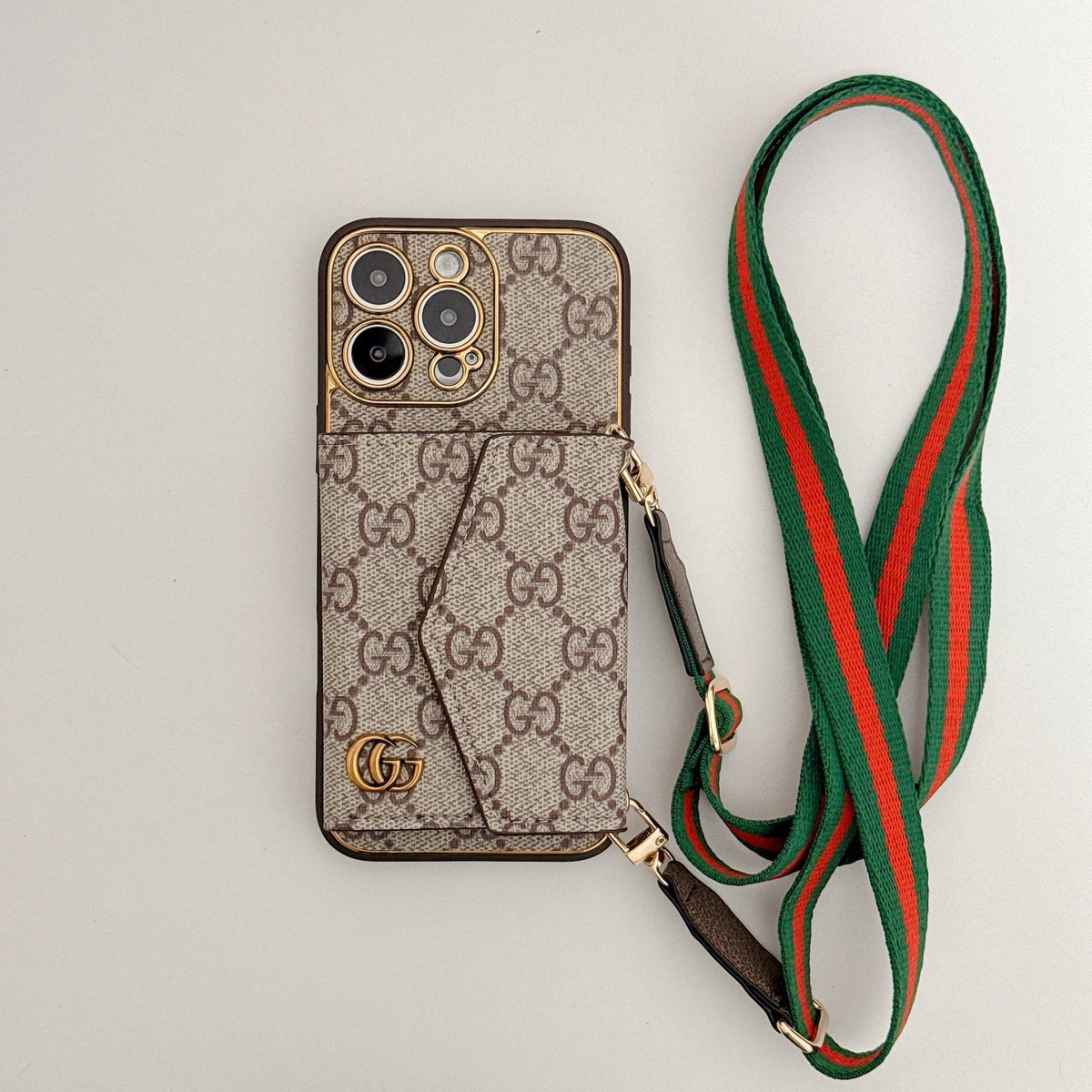 Monogram canvas leather card holder iPhone case