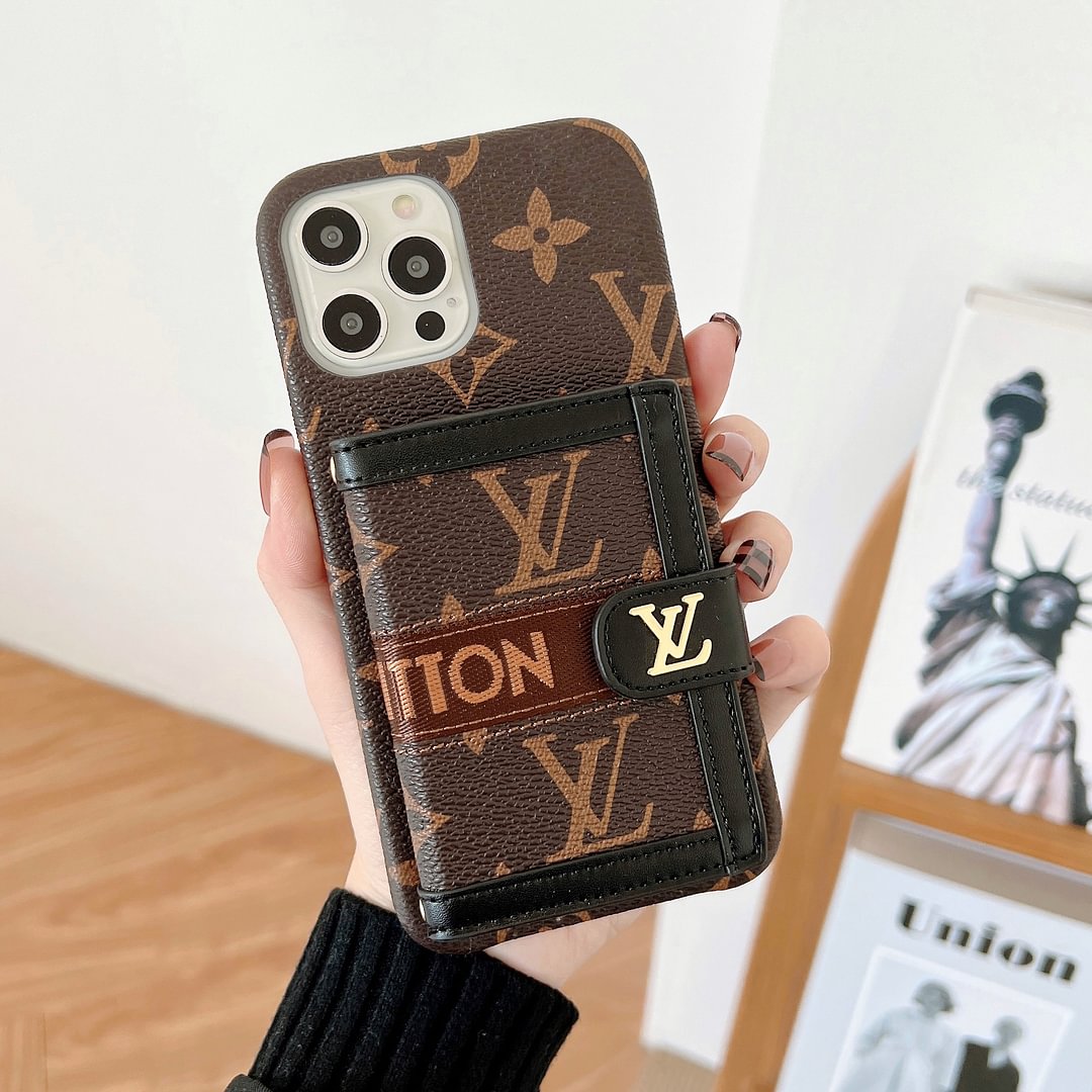 Embroidered wallet card holder phone case