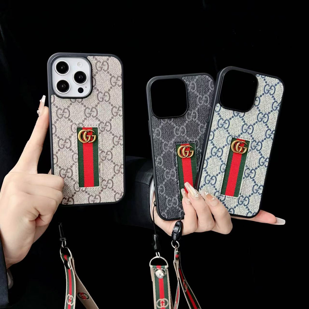 Gucci-inspired iPhone case with hand strap