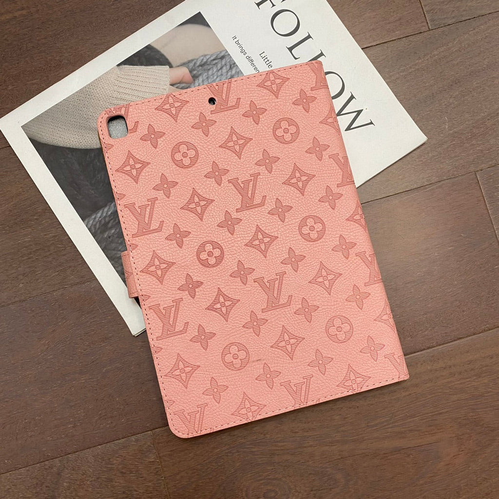 Embossed monogram iPad flip case with stand