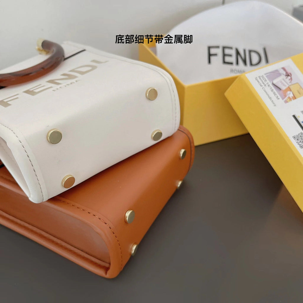 Fendi-inspired structured mini tote bag with crossbody strap