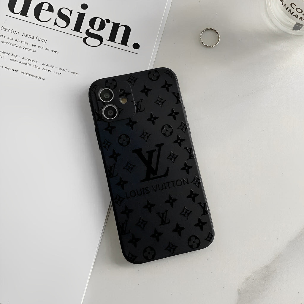 Louis Vuitton-inspired black iPhone case 16 15 14
