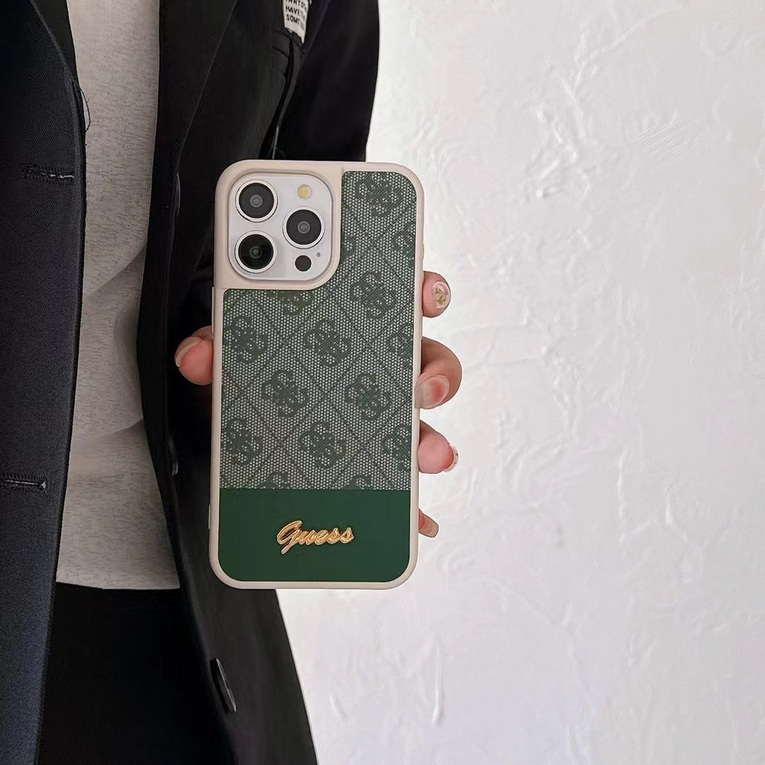 Guess-inspired monogram iPhone case with contrast panel
