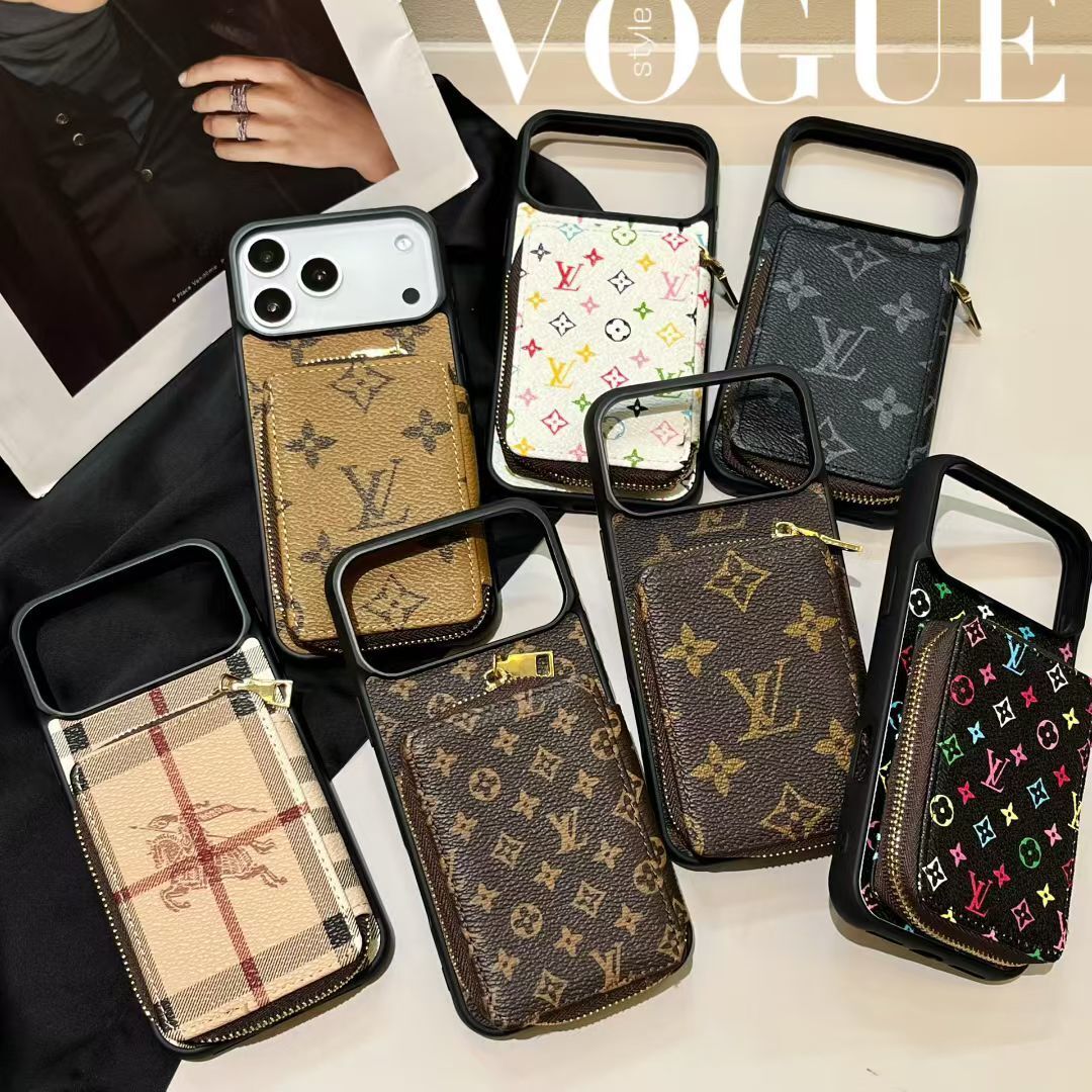 Canvas leather wallet card holder crossbody iPhone case 17 / 16 / 15 / 14