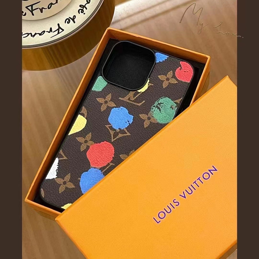 Louis Vuitton-inspired multi-color monogram phone case for iPhone