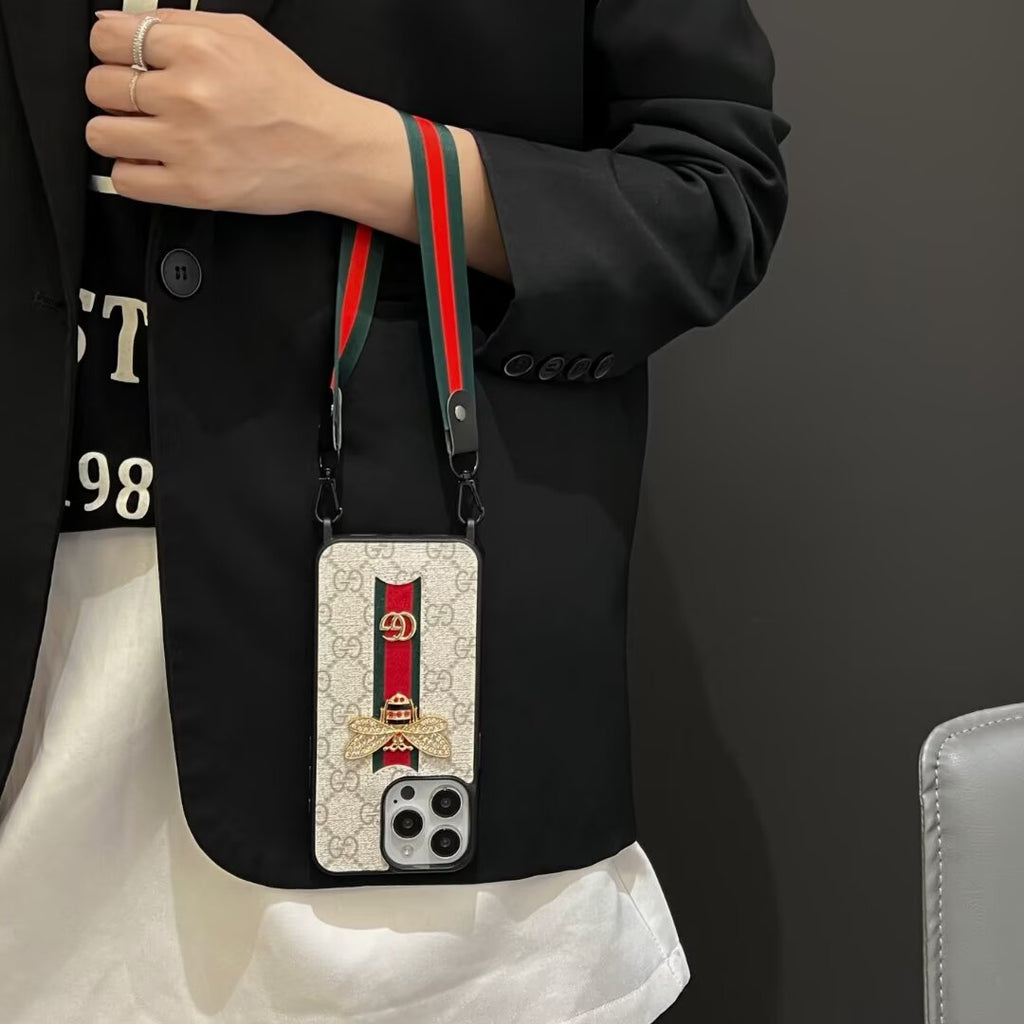 Gucci-inspired iPhone case with hand strap