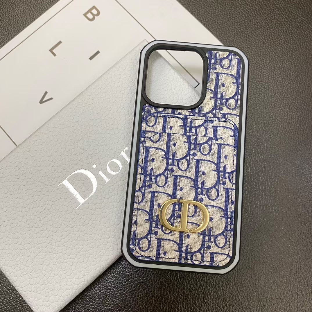 Dior-inspired chic lady iPhone case with card holder