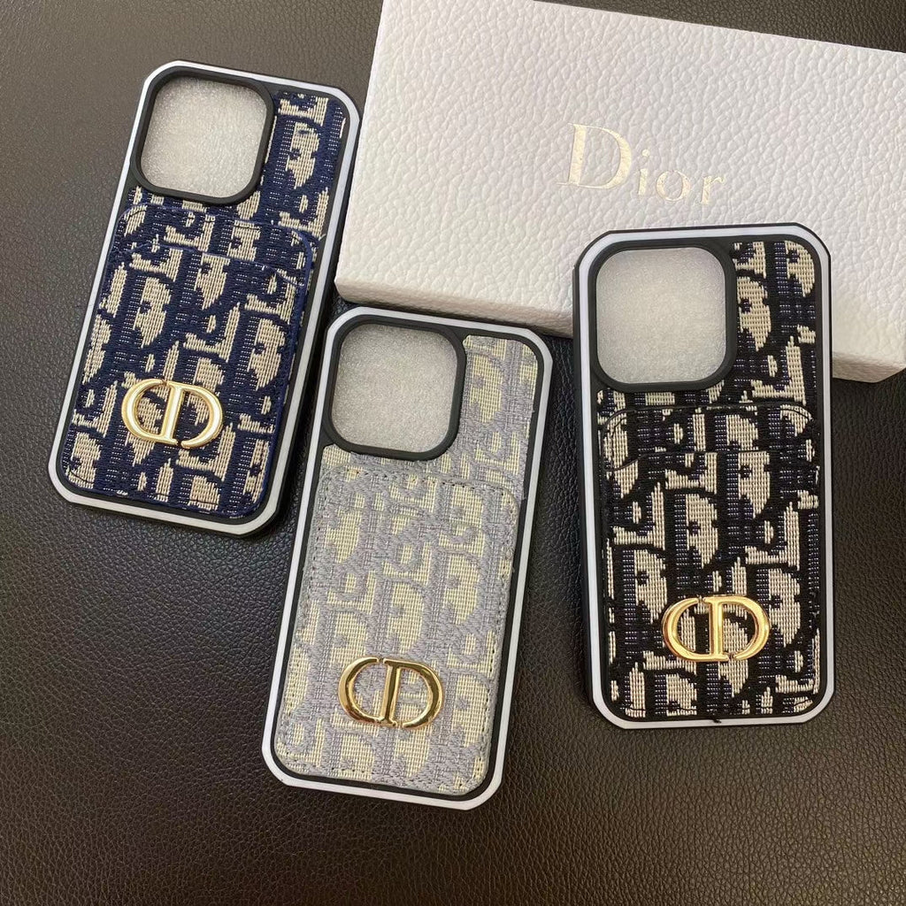 Dior-inspired chic lady iPhone case with card holder