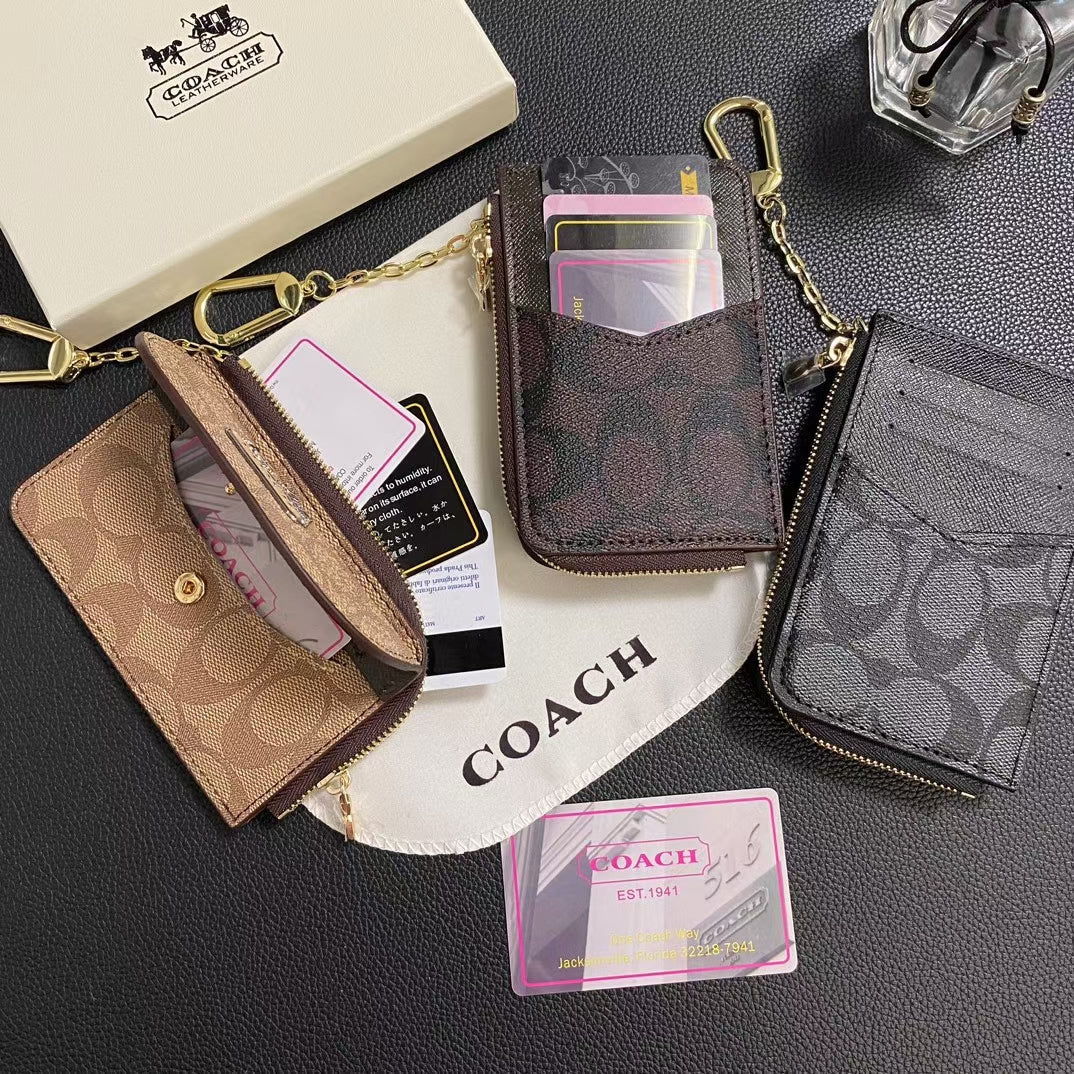 Coach-inspired wallet ID card holder zipper cover