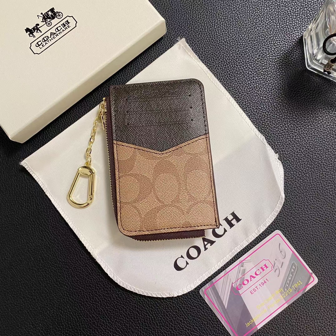 Coach-inspired wallet ID card holder zipper cover