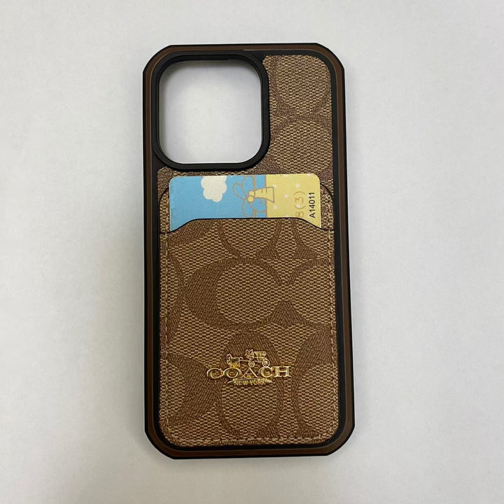 Coach-inspired iPhone case with built-in card holder