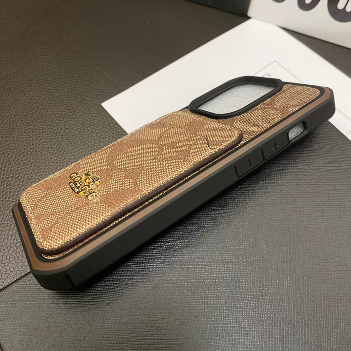 Coach-inspired chic iPhone case with card holder