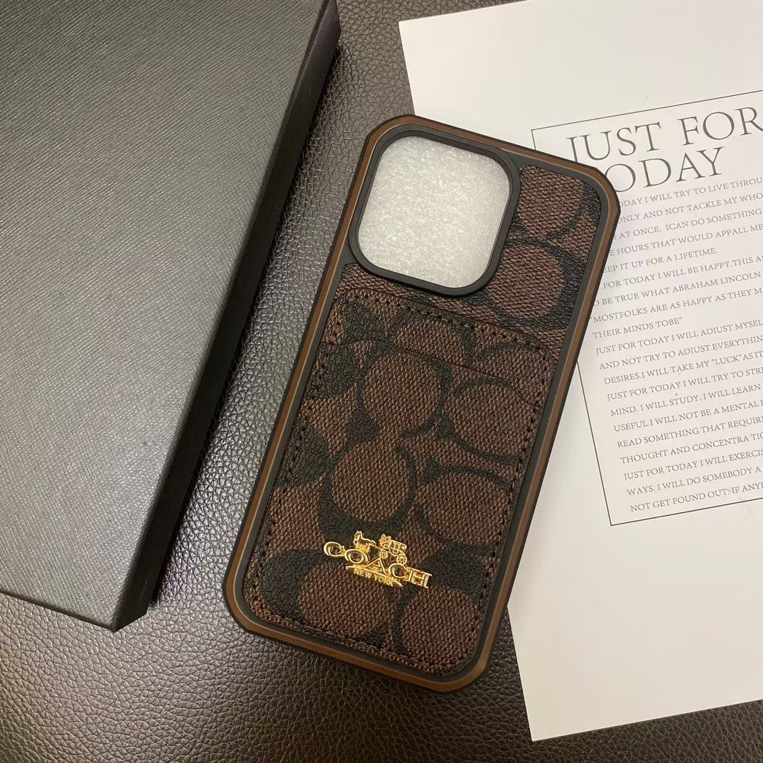 Coach-inspired chic iPhone case with card holder