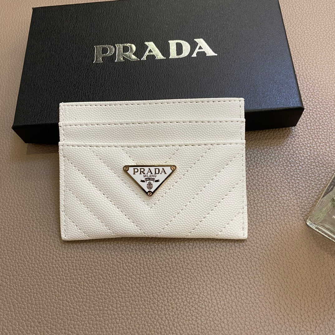 Prada-inspired chevron card wallet with triangle detail
