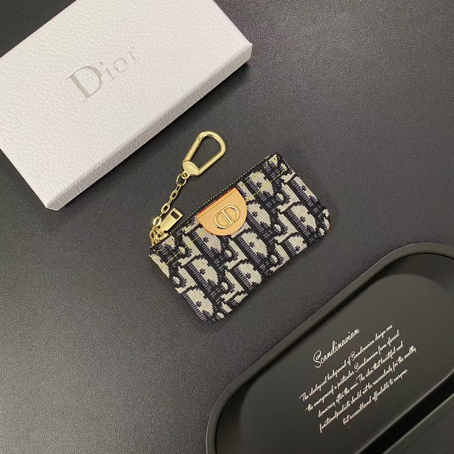 Chic monogram mini pouches with keychain clips, black