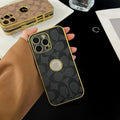 Monogram iPhone case with gold trim