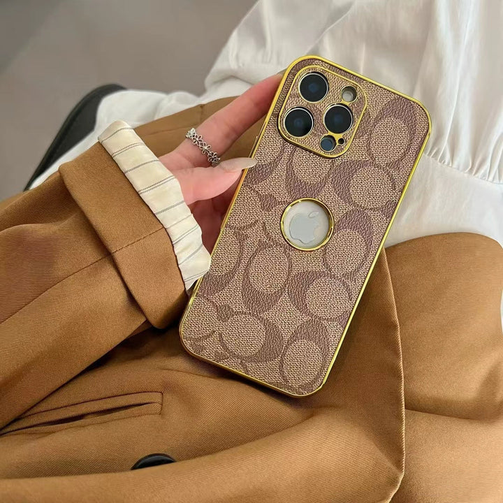 Monogram iPhone case with gold trim