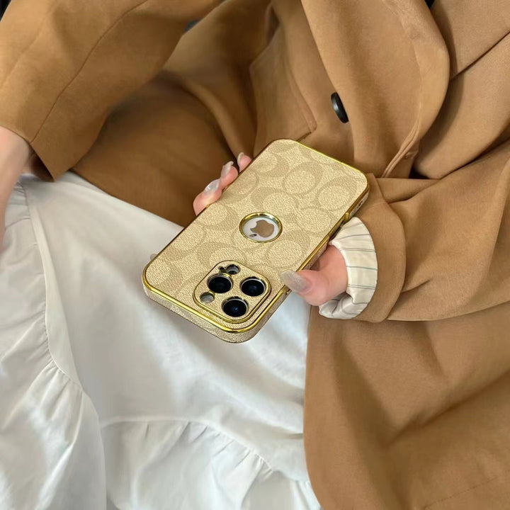 Monogram iPhone case with gold trim