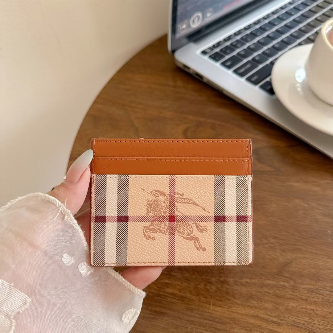 Burberry-inspired check pattern wallet card holder