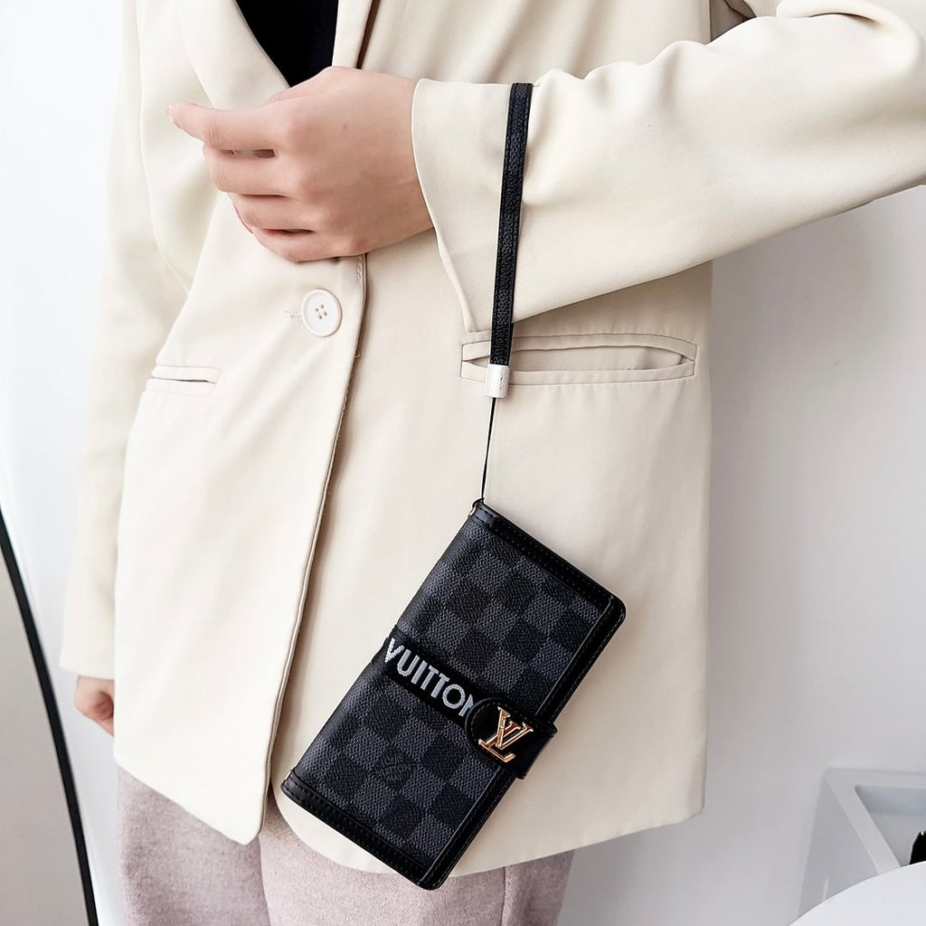 Louis Vuitton-inspired leather monogram wallet card holder iPhone case