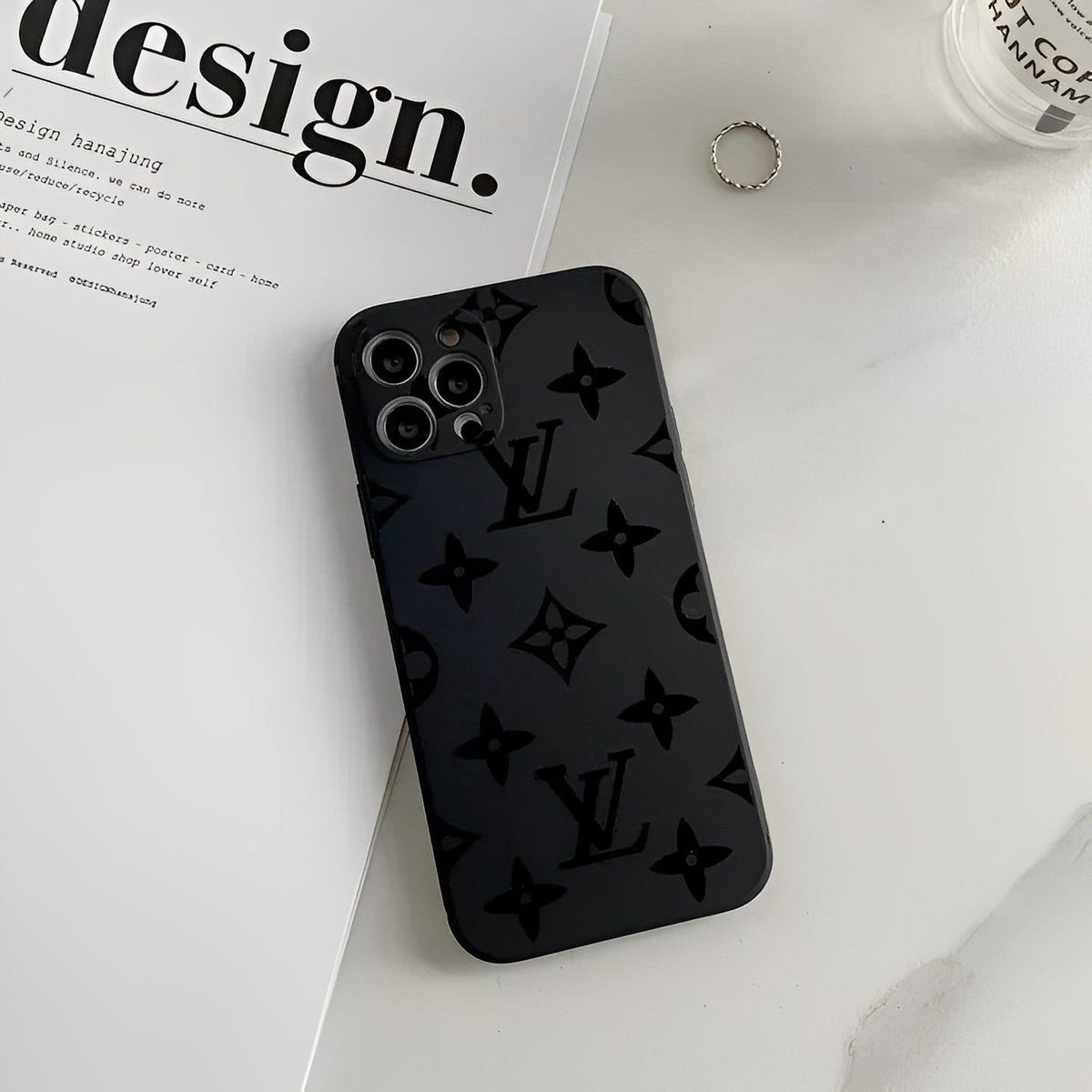 Louis Vuitton-inspired black iPhone case 16 15 14
