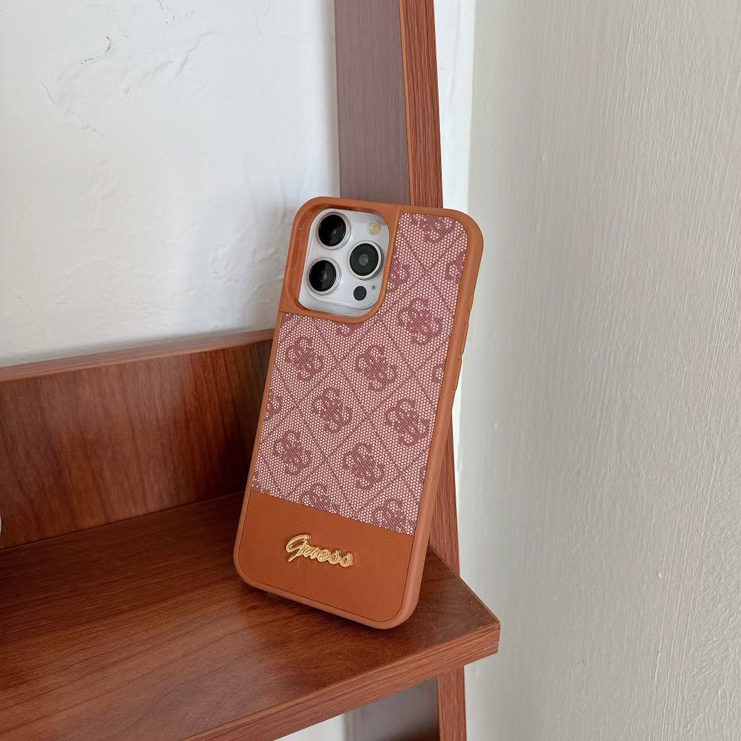 Guess-inspired monogram iPhone case with contrast panel
