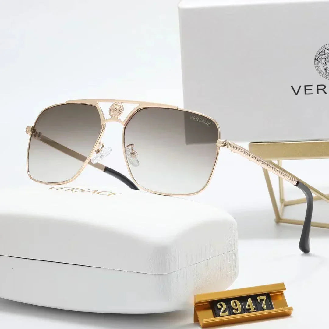 Versace-inspired square metal sunglasses